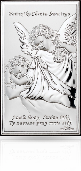 Aniołek nad dzieckiem: srebrna pamiątka Chrztu - Valenti