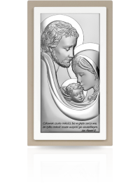 Św. Rodzina z podwójną ramką Srebrny obraz duży z grawerem Beltrami 6650S
