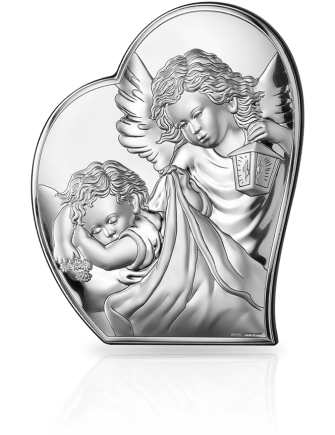 Obrazek z aniołkiem na Chrzest Srebrna pamiątka Chrztu Valenti JAP753