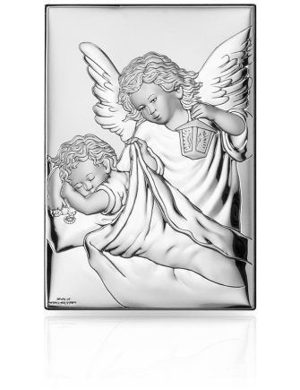 Obrazek z aniołkiem na Chrzest Obrazek srebrny z grawerem Valenti JAP754