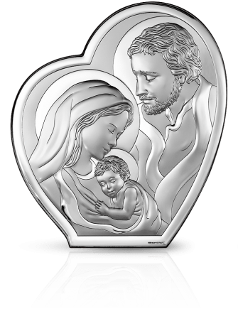 Święta Rodzina serce Duży obraz srebrny z grawerem Beltrami 6652