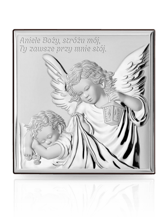 Aniołek pamiątka Chrztu Obrazek srebrny z aniołkiem z grawerem Valenti JAP 81200