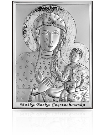 Matka Boska Częstochowska Srebrny obrazek z grawerem Beltrami 6643