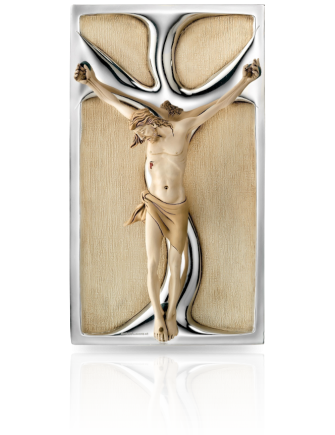 Jezus na krzyżu Obraz przestrzenny ze srebrem z grawerem Valenti R306