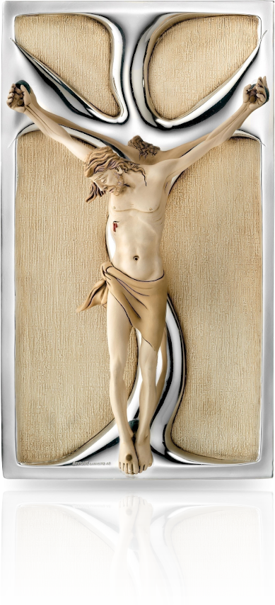 Jezus na krzyżu: obraz przestrzenny ze srebrem - Valenti