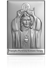 Obrazek komunijny Jezus Obrazek srebrny na Komunię z grawerem Beltrami 6718