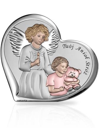 Pamiątka Chrztu Świętego Obrazek srebrny dla dziewczynki z grawerem Beltrami 6526R