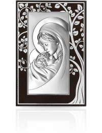Matka Boża z drzewkiem Duży obraz srebrny z grawerem Beltrami 6381M