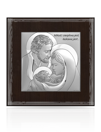 Święta Rodzina z cytatem Obraz srebrny na Rocznicę Ślubu z grawerem Beltrami 6741W