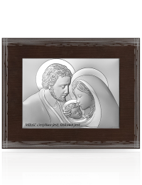 Święta Rodzina na drewnie Obraz srebrny z grawerem Beltrami 6745W