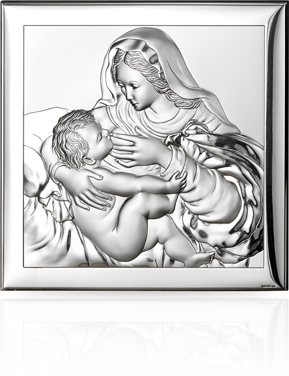 Matka Boża Karmiąca: obrazek srebrny - Valenti