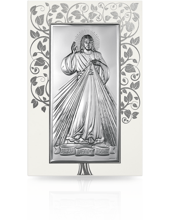 Obraz Jezu Ufam Tobie Pamiątka na białym drewnie z grawerem Beltrami 6443P