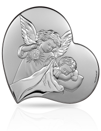 Srebrny Aniołek w sercu Prezent na Chrzest z grawerem Beltrami 6748
