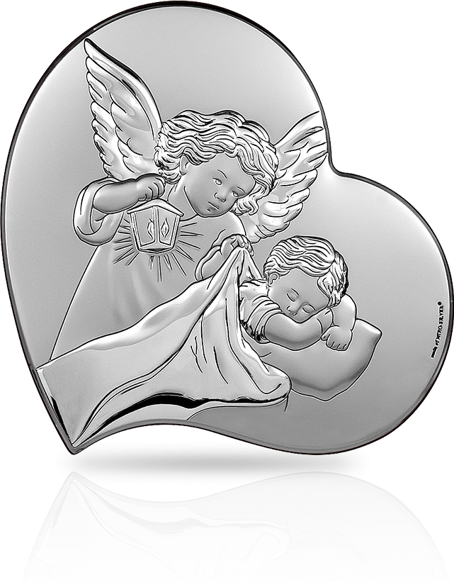Srebrny Aniołek w sercu: prezent na Chrzest - Beltrami