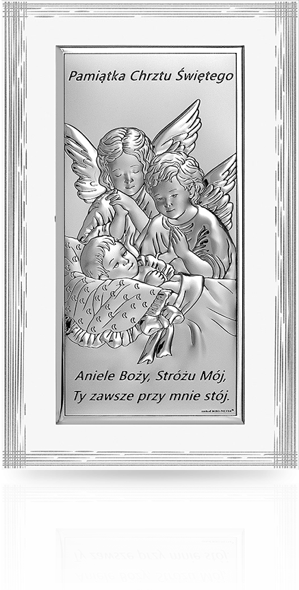 Aniołki nad dzieckiem: obrazek srebrny - Beltrami