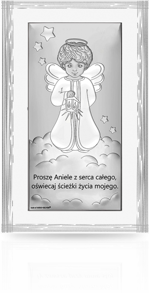 Aniołek z latarenką: obrazek srebrny - Beltrami