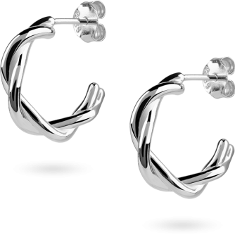 Kolczyki srebrne kółka plecione: srebro 925, śr. 15 mm - Lanotti
