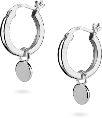 Okrągłe kolczyki z zawieszką: srebro 925, śr. 14 mm - Lanotti