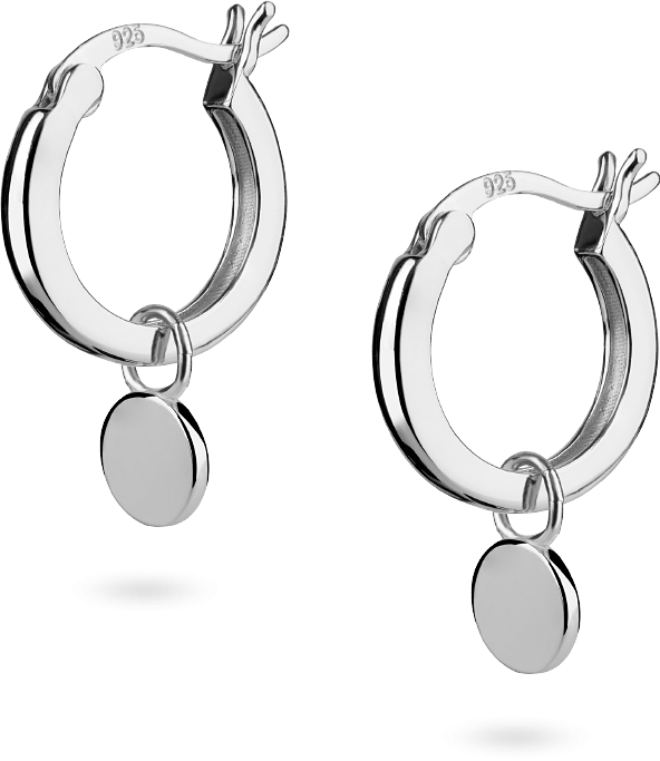 Okrągłe kolczyki z zawieszką: srebro 925, śr. 14 mm - Lanotti
