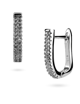Kolczyki srebrne z białymi cyrkoniami Srebro 925, dł. 18 mm Lanotti KLK022S
