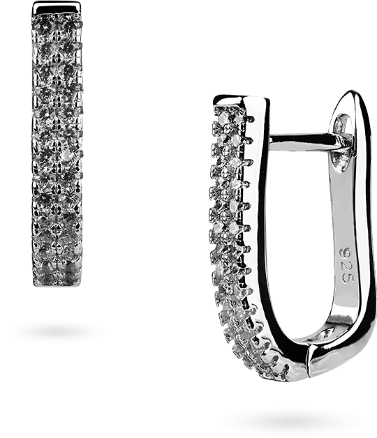 Kolczyki srebrne z białymi cyrkoniami: srebro 925, dł. 18 mm - Lanotti