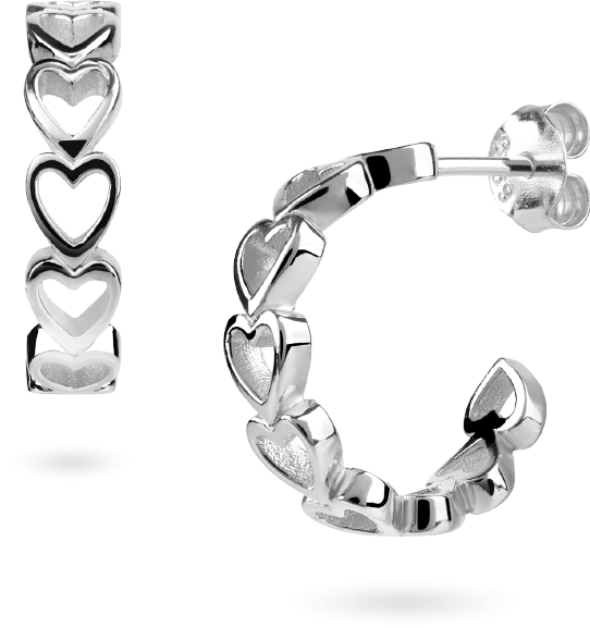 Okrągłe kolczyki srebrne serca: srebro 925, śr. 15,7 mm, 2,3 g - Lanotti