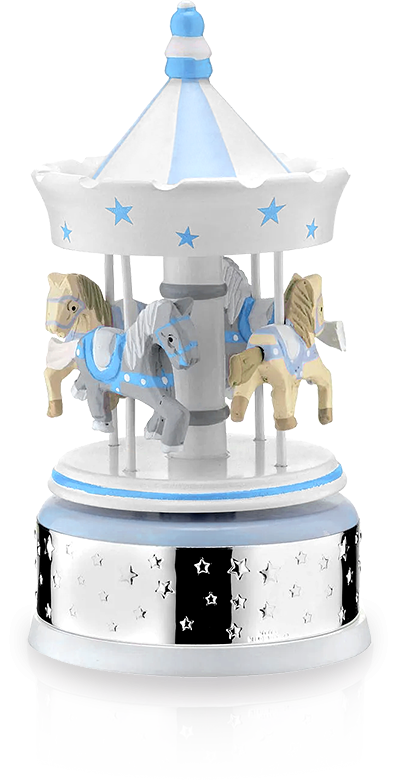 Karuzela z konikami - pozytywka: niebieska dla chłopca - Valenti