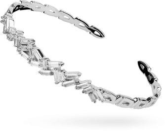 Srebrna bransoletka sztywna z cyrkoniami: srebro 925, śr. 58 mm - Lanotti
