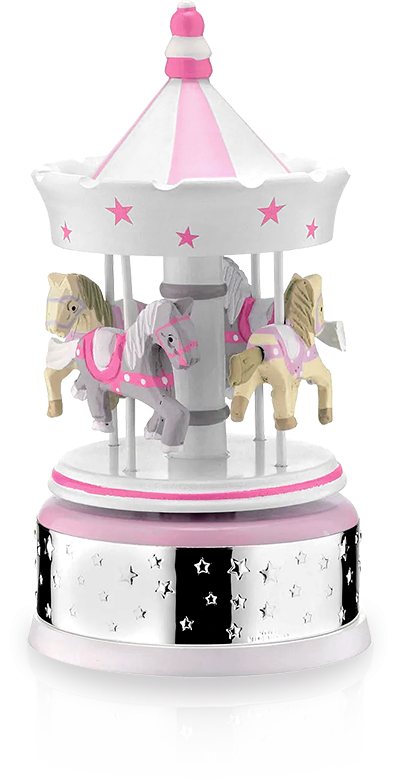 Karuzela z konikami - pozytywka: różowa dla dziewczynki - Valenti