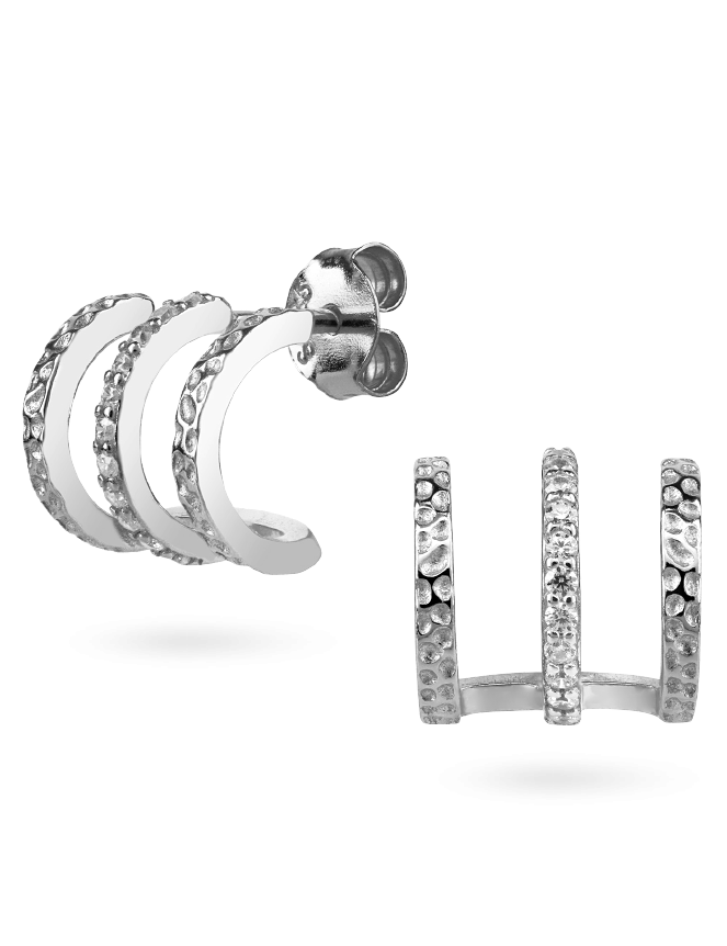 Kolczyki srebrne półokręgi: srebro 925, dł. 9 mm - Lanotti