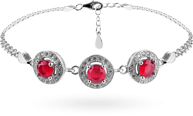 Bransoletka z czerwonymi cyrkoniami: srebro 925, dł. 180 mm - Lanotti