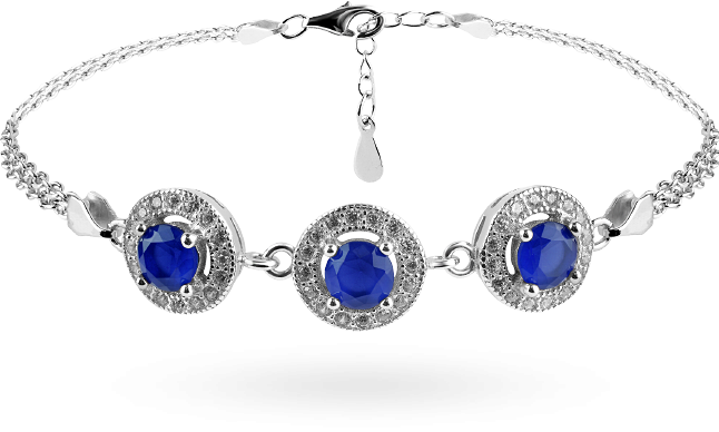 Bransoletka z niebieskimi cyrkoniami: srebro 925, dł. 180 mm - Lanotti