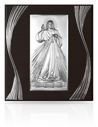 Jezu Ufam Tobie ciemny panel Obraz srebrny z grawerem Beltrami 6443F