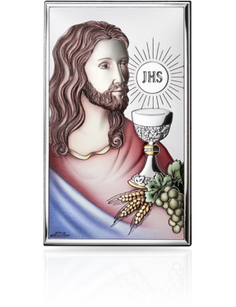 Jezus Chrystus kolorowy Srebrny obrazek z grawerem Valenti JAP81287