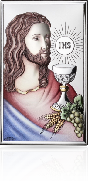 Jezus Chrystus kolorowy: srebrny obrazek - Valenti