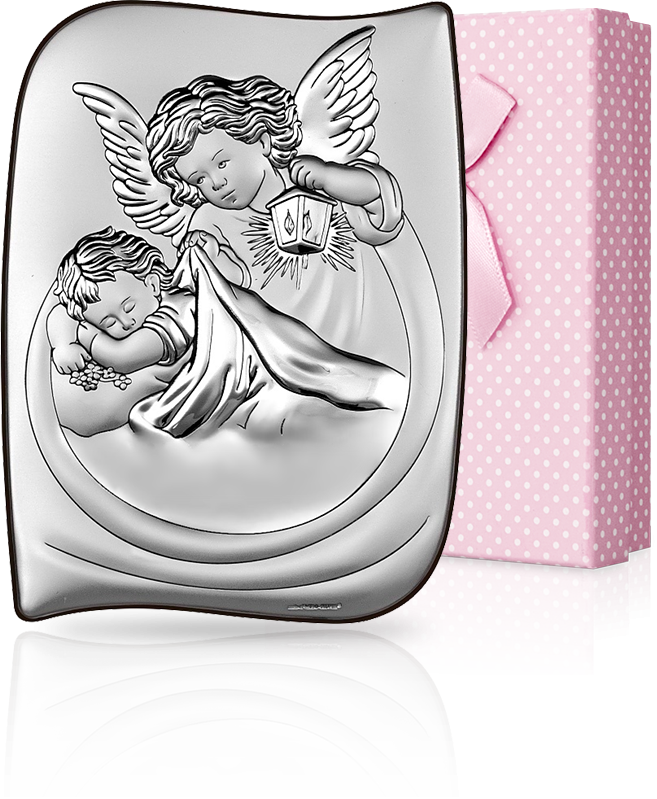 Aniołek okrywający dziecko: w ozdobnym pudełeczku - Beltrami