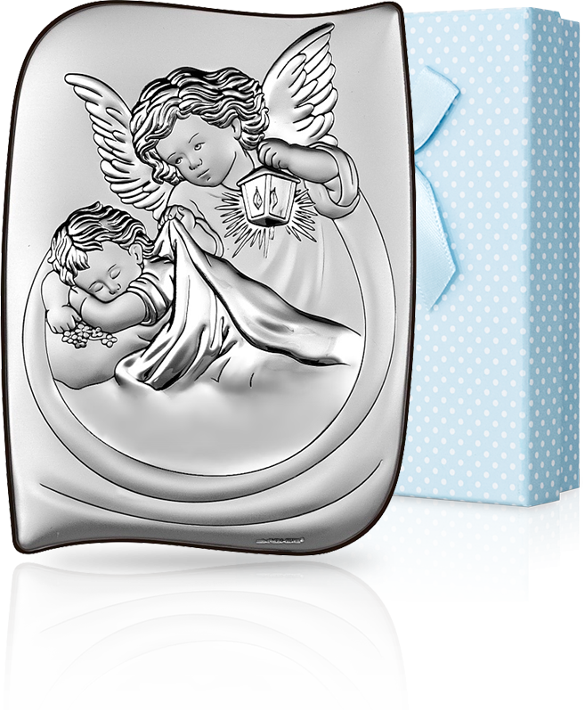 Aniołek okrywający dziecko: w ozdobnym pudełeczku - Beltrami