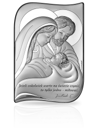 Święta Rodzina z cytatem JPII Obrazek srebrny z grawerem Beltrami 6776S