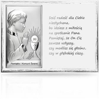 Pamiątka na Komunię dla chłopca: panel z obrazkiem i wierszem - Valenti
