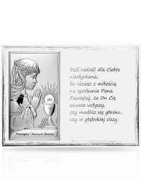 Pamiątka na Komunię dla dziewczynki Panel z obrazkiem i wierszem z grawerem Valenti JAP774