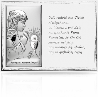Pamiątka na Komunię dla dziewczynki: panel z obrazkiem i wierszem - Valenti