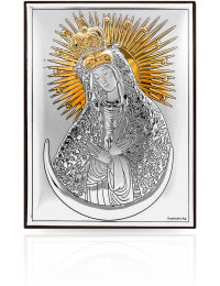 Matka Boska Ostrobramska Srebrna ikona ze złoceniem z grawerem Valenti 18062