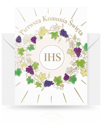 Kartka na I Komunię IHS 12 x 16 cm, z kieszonką Lanotti 465661393