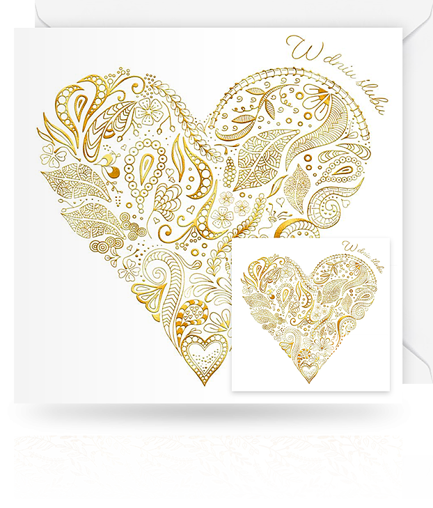 Kartka z okazji Ślubu - Serce: 19,5 x 19,5 cm, ze białą kopertą - Lanotti