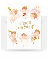 Kartka na Chrzest 12 x 16 cm, z aniołkami Lanotti 222713655