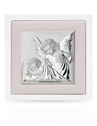 Aniołek w beżowej ramce Obrazek srebrny z grawerem Valenti 75020