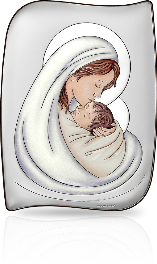 Matka Boska z dzieciątkiem: obrazek srebrny kolorowy - Beltrami