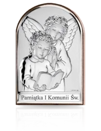 Aniołek nad dzieckiem Obrazek srebrny z grawerem Valenti 81217