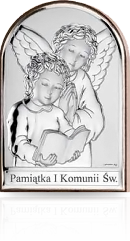 Aniołek nad dzieckiem: obrazek srebrny - Valenti