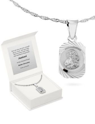 Srebrny medalik na łańcuszku Matka Boska Częstochowska Lanotti MD384